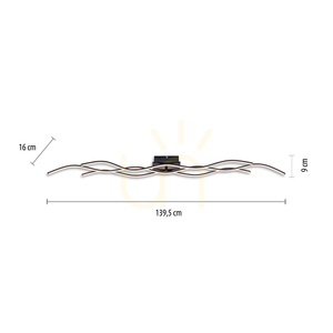 WAVE Plafond 15167-18 Black 3xLED small 8