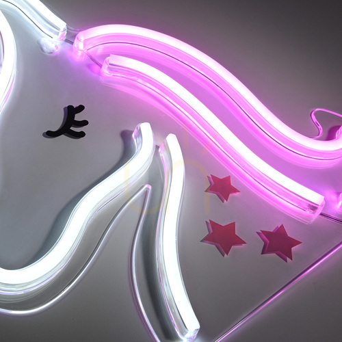 Skontrolujte LED nástenné svietidlo Paul Neuhaus NEON-UNICORN 85025-70 – jednorožec, ružovo-biele, 33 cm