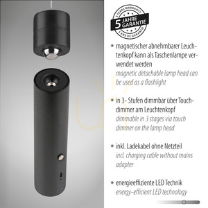 Závesné svietidlo ATTACH 18281-18 Black 1xLED small 4