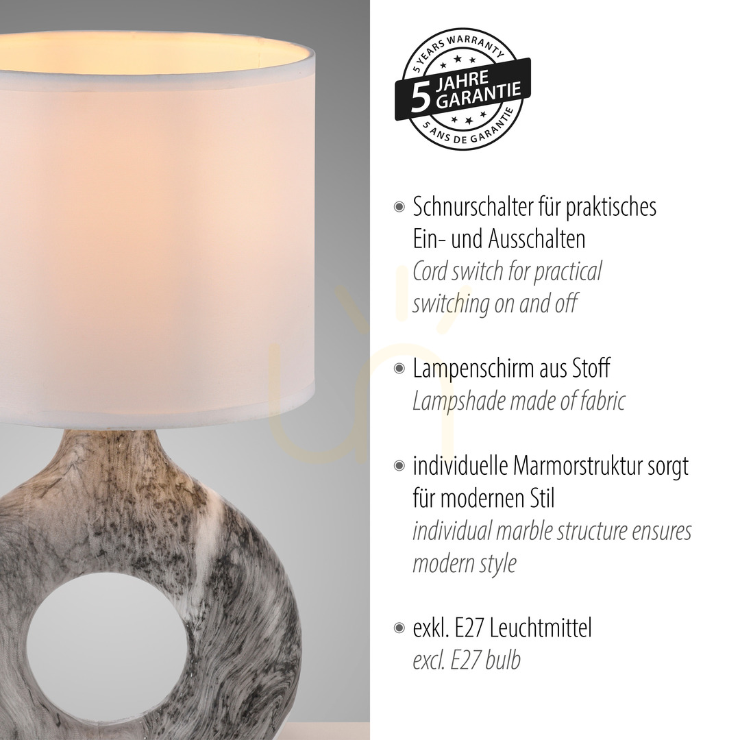 Šou Stolová lampa CARARA 14193-15 Grey 1xE27 Stolová lampa CARARA 14193-15 Grey 1xE27