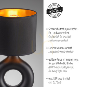 Stolová lampa CARARA 14193-18 čierna 1xE27 small 4