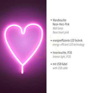 Nástenné svietidlo NEON-HERZ 85020-87 Ružová 1xLED small 3