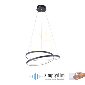 Závesné svietidlo ROMAN 2472-18, čierne, Ø 55 cm, LED 32 W, 2350 lm, 3000 K, stmievateľné Simply Dim small 1