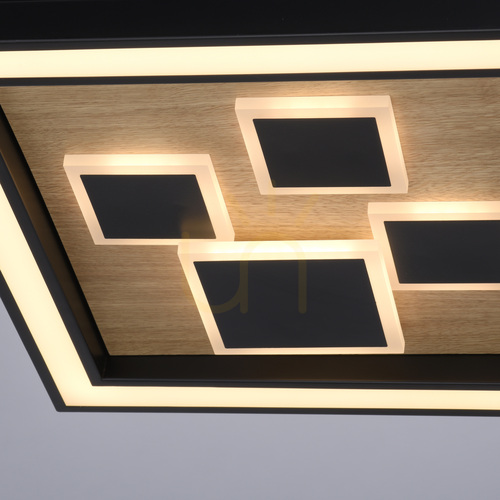 Skontrolujte LED stropné svietidlo Paul Neuhaus ELIZA 6283-79 čierne s olejovaným dubom 48 × 48 cm