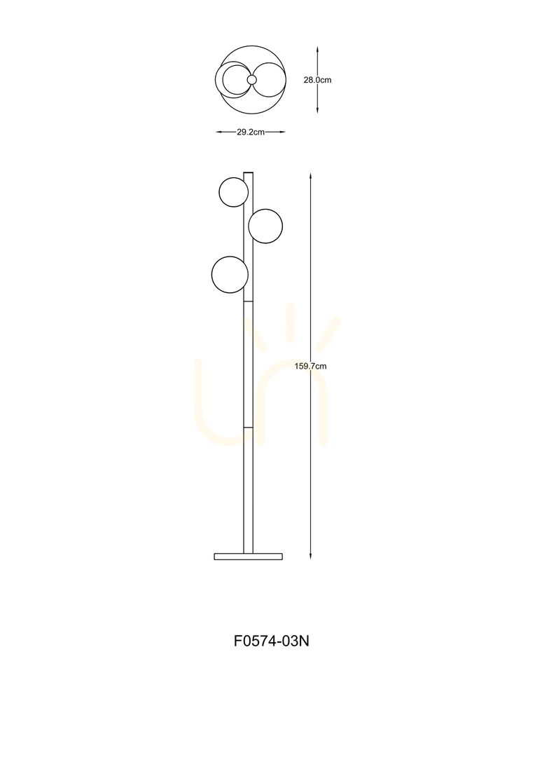 vyhliadka Stojacia lampa FORES F0574-03N-P7AA čierna 3xG9. Stojacia lampa FORES F0574-03N-P7AA čierna 3xG9.