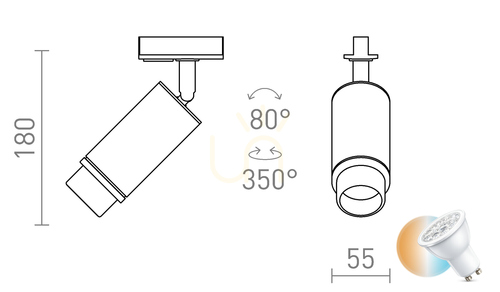 Skontrolujte Rendl Optimus 2 Pro jednookenné osvetlenie koľajníc. Lištu Bílá 230 V Led Gu10 9 W 25 65°