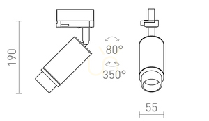 Rendl Optimus 2 Pro Tříokr Rail Lighting. Lištu Bílá 230 V Led Gu10 9 W 25 65° small 1