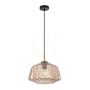 Závesné svietidlo Italux Antita s jantárovým sklom, čierne, E27, 30 cm PND-3644-1-BRO-AMB small 0