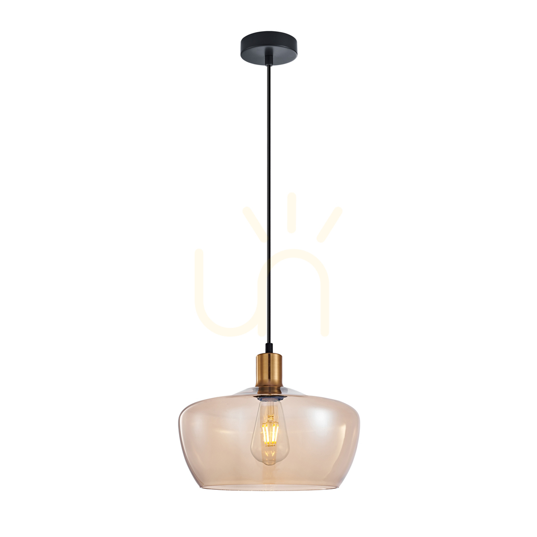 Skontrolujte Závesná lampa Italux Parola zlatá jantárové sklo E27 PND-3636-1-BRO-AMB Závesná lampa Italux Parola zlatá jantárové sklo E27 PND-3636-1-BRO-AMB