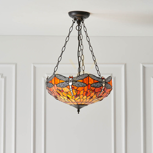 Skontrolujte Závesné svietidlo Interiors Dragonfly Tiffany multicolor 3x E27 60 W 64076