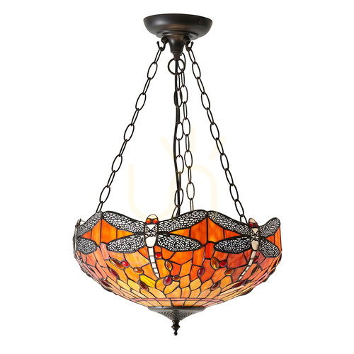 Skontrolujte Závesné svietidlo Interiors Dragonfly Tiffany multicolor 3x E27 60 W 64076