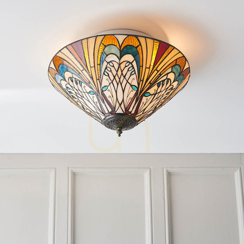 Skontrolujte Plafón Interiors Hector Tiffany multicolor E27 2x60W 40 cm 70241