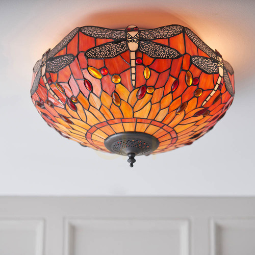 Skontrolujte Plafón Interiors Dragonfly Tiffany multicolor sklo oceľ 41 cm 70721
