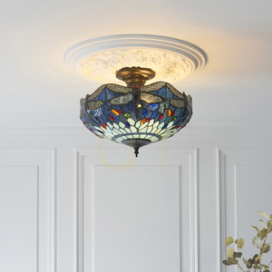 Stropné svetlo Interiors Dragonfly Tiffany modré 3x E27 41 cm 111897 small 1