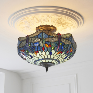 Stropné svetlo Interiors Dragonfly Tiffany modré 3x E27 41 cm 111897 small 2