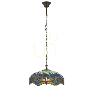 Prívesná lampa Interiors Dragonfly Tiffany modrá sklo oceľ 41 cm 112195 small 1