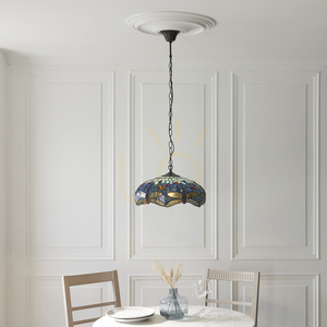 Prívesná lampa Interiors Dragonfly Tiffany modrá sklo oceľ 41 cm 112195 small 2