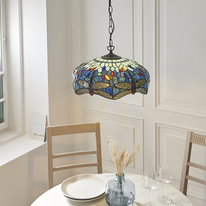 Prívesná lampa Interiors Dragonfly Tiffany modrá sklo oceľ 41 cm 112195 small 4