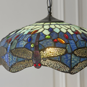 Prívesná lampa Interiors Dragonfly Tiffany modrá sklo oceľ 41 cm 112195 small 6