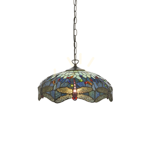 Prívesná lampa Interiors Dragonfly Tiffany modrá sklo oceľ 41 cm 112195 small 0