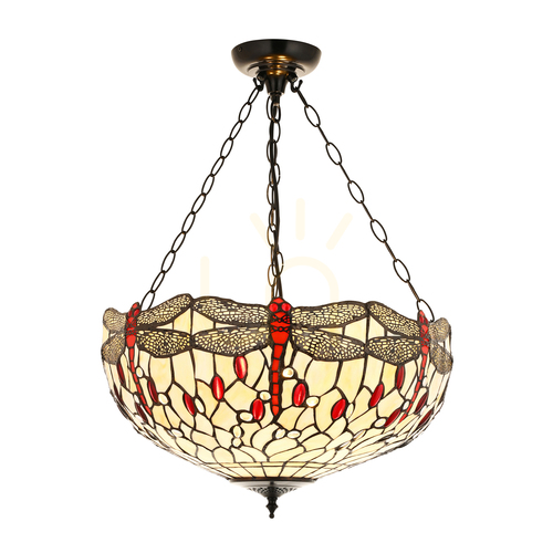 Skontrolujte Závesné svietidlo Interiors Dragonfly Tiffany béžové E27 3x60 W 112251