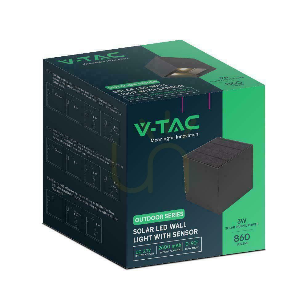 Skontrolujte Solárne nástenné svietidlo V-TAC 9 W LED COB, nastaviteľné, čierne štvorcové, 15 × 15 cm, IP65, VT-11109, 3000 K, 860 lm Solárne nástenné svietidlo V-TAC 9 W LED COB, nastaviteľné, čierne štvorcové, 15 × 15 cm, IP65, VT-11109, 3000 K, 860 lm