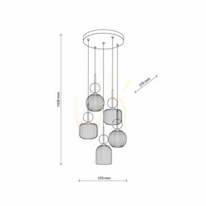 Závesné svietidlo Sophia Cognac, 5 žiaroviek Xe14 small 11