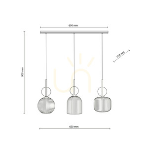Biele závesné svietidlo Sophia Cognac, 3 x E14 small 8