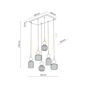 Biele závesné svietidlo Sophia Cognac, 6 x E14 small 11