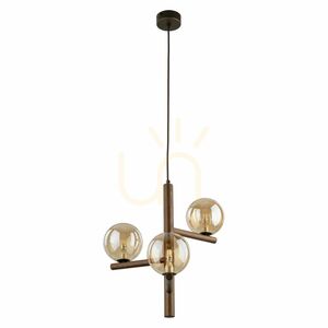 Závesná lampa Estera z dreva a orechového dreva v jantárovej farbe, 3 x G9 small 6