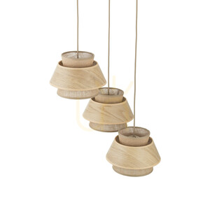Závesné svietidlo Kalum Wood, 3 x E27, kruhové small 3