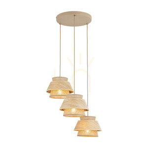 Závesné svietidlo Kalum Wood, 3 x E27, kruhové small 6