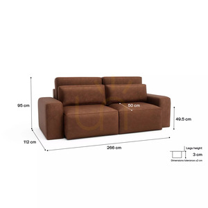 Rozkladacia trojsedačka JORDAAN – tehlovo červená, City Sofa small 5