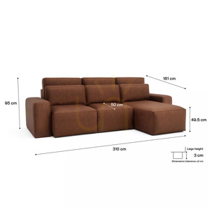 Univerzálna rohová rozkladacia pohovka JORDAAN – tehlovo červená, City Sofa small 5