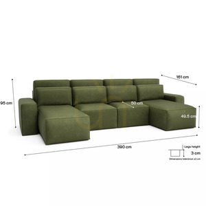 Rozkladacia rohová pohovka JORDAAN – v tvare písmena U – khaki, City Sofa small 5