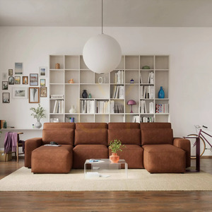 Rozkladacia rohová pohovka JORDAAN – v tvare písmena U – tehlovo červená od City Sofa small 1