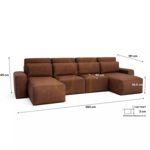 Rozkladacia rohová pohovka JORDAAN – v tvare písmena U – tehlovo červená od City Sofa small 5