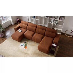 Rozkladacia rohová pohovka JORDAAN – v tvare písmena U – tehlovo červená od City Sofa small 6