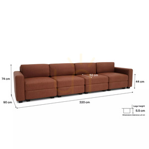 Modulárna štvormiestna pohovka GRACIA – farba terakota od City Sofa small 4