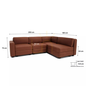 Modulárna rohová pohovka GRACIA pre 4 osoby – farba terakota od City Sofa small 4