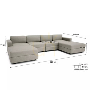 Modulárna pohovka GRACIA – v tvare písmena U, 180 x 320 x 180 cm – béžovo-sivá pohovka City small 4