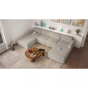 Modulárna pohovka GRACIA – v tvare písmena U, 180 x 320 x 180 cm – béžovo-sivá pohovka City small 5