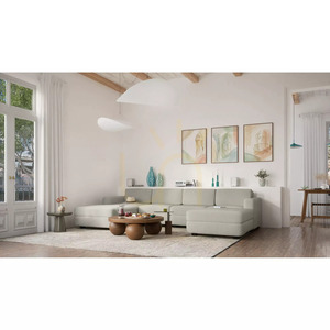 Modulárna pohovka GRACIA – v tvare písmena U, 180 x 320 x 180 cm – béžovo-sivá pohovka City small 6