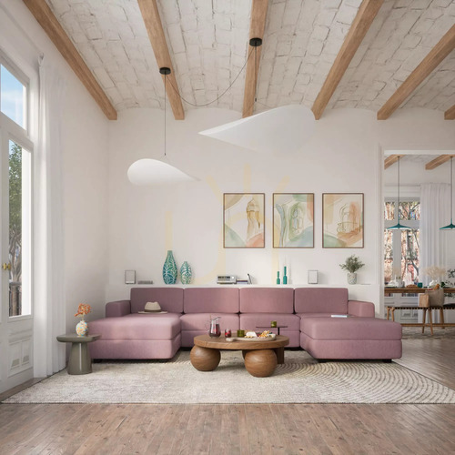 Skontrolujte Modulárna pohovka GRACIA – v tvare písmena U, 180 x 320 x 180 cm – jemne ružová, City Sofa