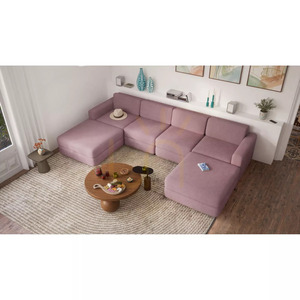 Modulárna pohovka GRACIA – v tvare písmena U, 180 x 320 x 180 cm – jemne ružová, City Sofa small 5