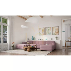 Modulárna pohovka GRACIA – v tvare písmena U, 180 x 320 x 180 cm – jemne ružová, City Sofa small 6
