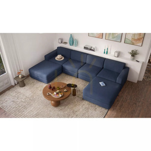 Modulárna pohovka GRACIA – v tvare písmena U, 180 x 320 x 180 cm – tmavomodrá pohovka City small 5