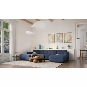 Modulárna pohovka GRACIA – v tvare písmena U, 180 x 320 x 180 cm – tmavomodrá pohovka City small 6