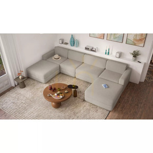Modulárna pohovka GRACIA – v tvare písmena U, 180 x 340 x 180 cm – béžovo-sivá pohovka City small 5