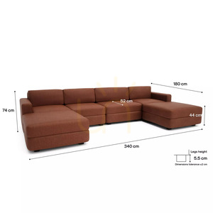 Modulárna pohovka GRACIA – v tvare písmena U, 180 x 340 x 180 cm – farba terakota od City Sofa small 4